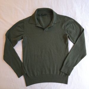 Saks Fifth Avenue Forest Green Merino Wool V-Neck Sweater